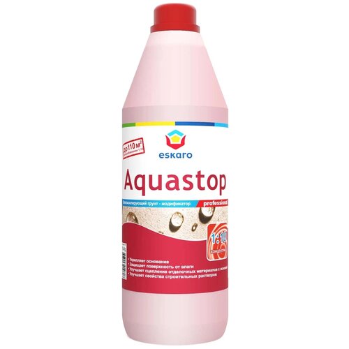 Грунтовка Eskaro Aquastop Professional, 1 кг, 1 л, розовый фото, описание