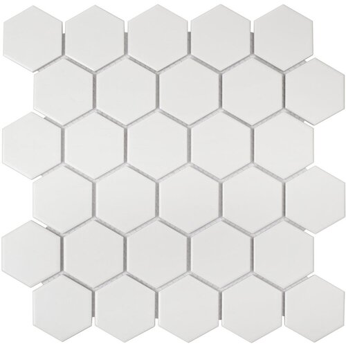 Плитка мозаика керамическая 27,8х26,5х0,6 Homework Hexagon small, матовая белая фото, описание