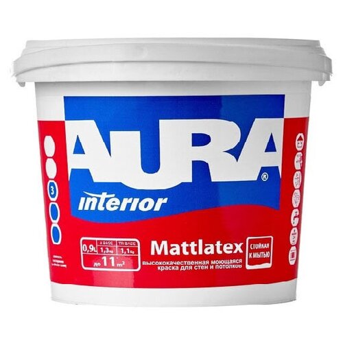 Краска акриловая Aura Interior Mattlatex матовая белый 0.9 л 0.9 кг фото, описание