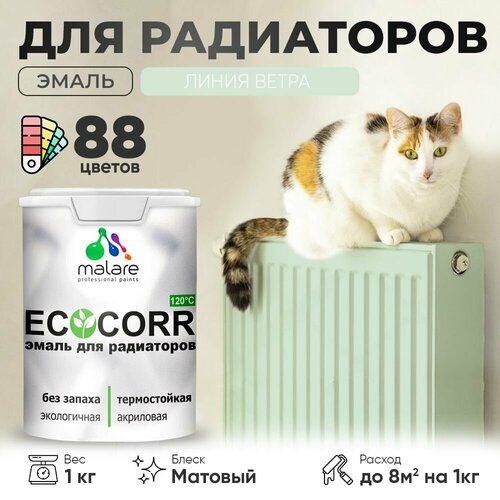 Эмаль Malare EcoCorr для труб и радиаторов отопления, для батарей отопления, быстросохнущая, без запаха, матовая, линия ветра, 1 кг. фото, описание