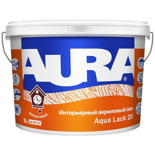 Aura Aqua Lack 20 бесцветный, полуматовая, 9 кг, 9 л фото, описание