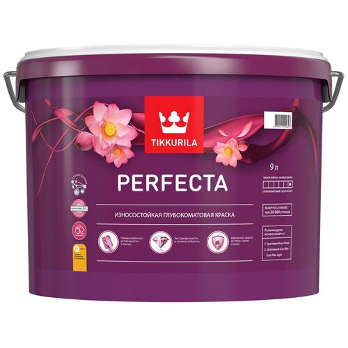 Краска акриловая (АК) Tikkurila Perfecta глубокоматовая белый 9 л 11.7 кг фото, описание