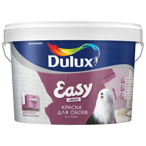 Краска водно-дисперсионная Dulux Easy матовая белый 9 л 12.5 кг фото, описание