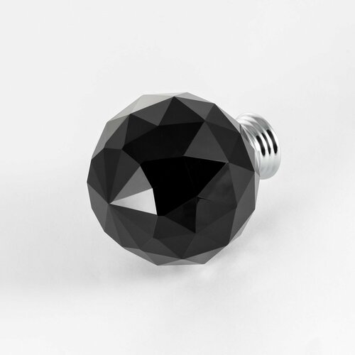 Ручка-кноб дверная чёрный хрусталь Crystal D60 Сhrome Black, диаметр кристаллов 60 мм фото, описание