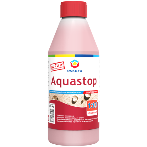 Грунтовка Eskaro Aquastop Professional, 1 кг, 0.5 л, розовый фото, описание