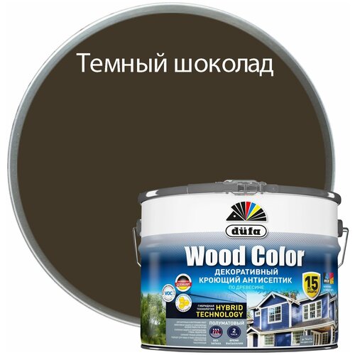 Кроющий антисептик Dufa WOOD COLOR темный шоколад 9л фото, описание