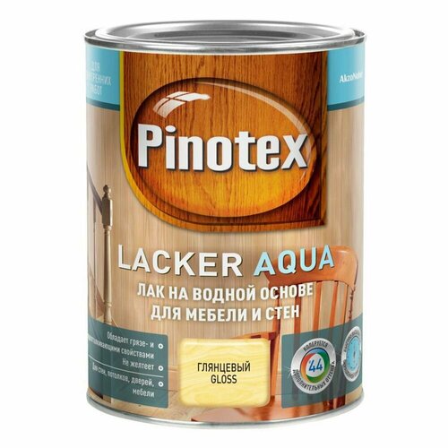 Лак мебельный акриловый глянцевый Lacker Aqua 70 Pinotex 1 л фото, описание