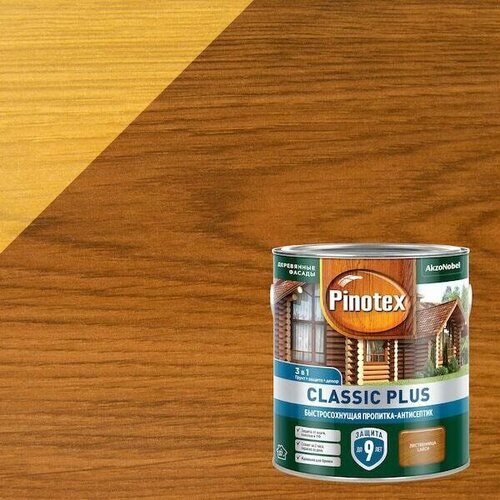 Pinotex Classic Plus (2,5 л Лиственница ) Пинотекс Классик Плюс Быстросохнущая пропитка-антисептик на гибридной основе 3 в 1 фото, описание