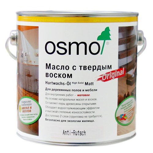 Osmo Масло с твердым воском для пола с антискользящим эффектом Hartwachs-Öl Anti-Rutsch (0,75 л Бесцветное полуматовое 3088) фото, описание