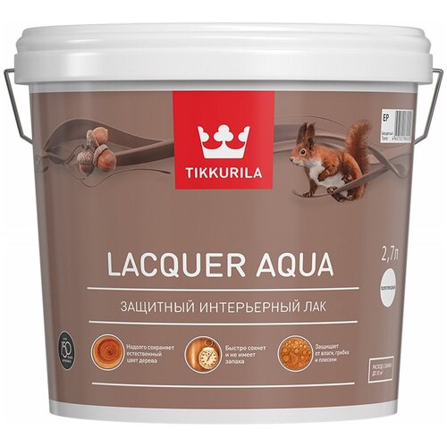 Tikkurila Lacquer Aqua бесцветный, полуглянцевая, 2.7 кг, 2.7 л фото, описание