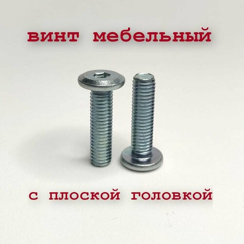 Винт М6х20, DIN 7420 мебельный с плоской головкой, оцинкованный, под шестигранник фото, описание