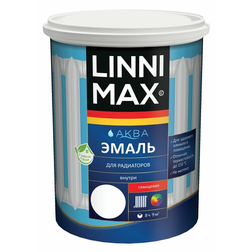 Эмаль акриловая LINNIMAX(ALPINA) Аква Эмаль для радиаторов 0,9 л, глянцевая фото, описание