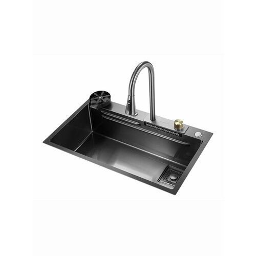 Многофункциональная кухонная мойка Xiaomi Mensarjor Raindance Waterfall Double Ladder Nano Sink 750х450 cm (TS7545B-A1NH) (с выдвижным смесителем) фото, описание