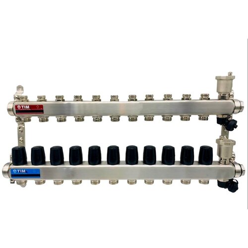 Коллекторная группа для радиатора /11 контуров / без расходомеров, нерж. сталь TIM арт. KBS5011 фото, описание