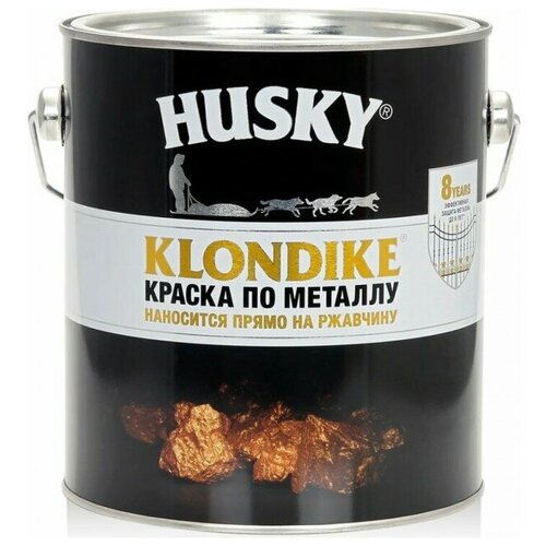 Краска алкидная (А) HUSKY Klondike по металлу молотковая глянцевая серый металлик 0.25 л 0.3 кг фото, описание