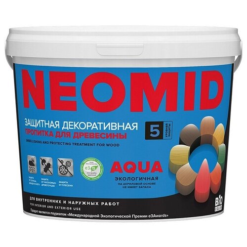 Защитная декоративная пропитка для древесины NEOMID BiO COLOR Aqua - 9 л. Морозное небо. фото, описание