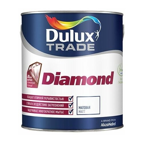 Краска водно-дисперсионная Dulux Trade Diamond Matt матовая белый 1 л 1.5 кг фото, описание