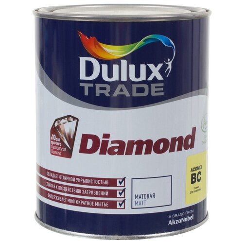 Краска водно-дисперсионная Dulux Trade Diamond Matt матовая бесцветный 2.25 л 3 кг фото, описание