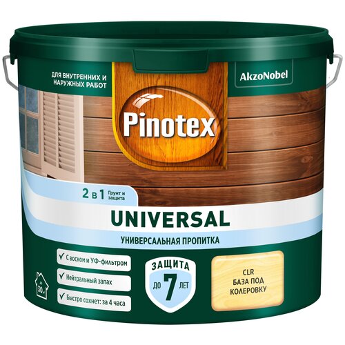 Универсальная пропитка на водной основе 2в1 для древесины Pinotex Universal полуматовая (2,5л) палисандр фото, описание