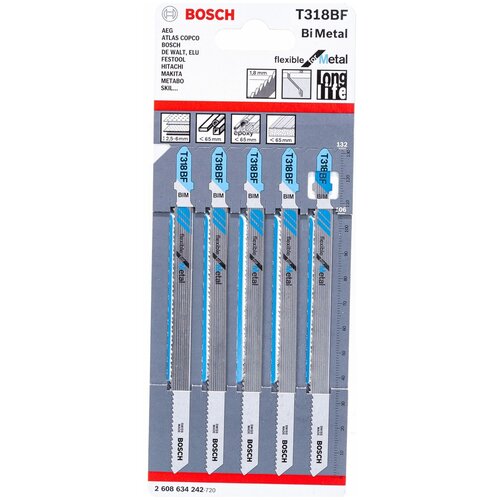 Пилки Bosch для лобзиков T 318 BF 5шт. 2608634242 фото, описание