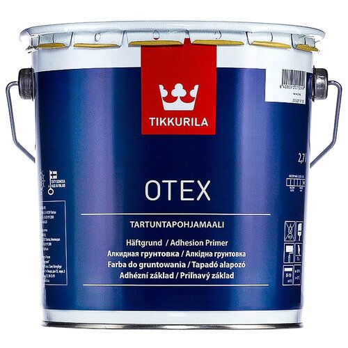 Грунтовка бетоноконтакт Tikkurila Otex алкидная база AP белая, 3.8 кг, 2.7 л, белый фото, описание