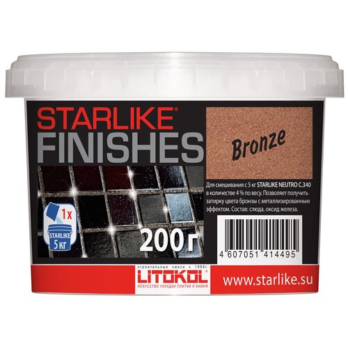 Декоративная добавка бронзового цвета LITOKOL STARLIKE FINISHES BRONZE, 200 г фото, описание