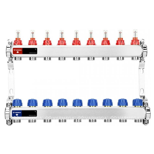 Коллекторная группа с расходомерами VARMEGA 9 выходов нерж. сталь VM15109 фото, описание