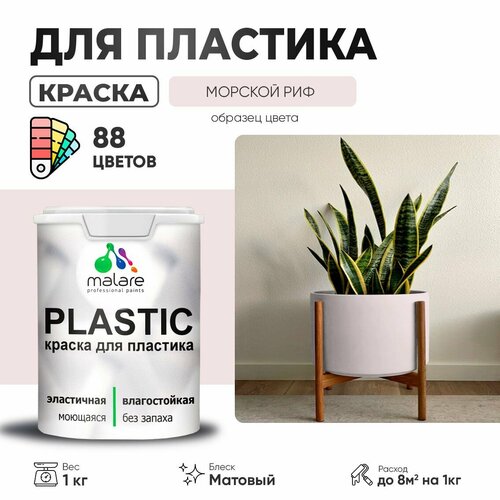 Краска акриловая (АК) Malare PlastiC матовая Морской риф  1 кг фото, описание