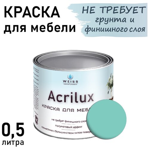 Краска Acrilux 0,5л RAL 6027 для мебели и декора, кухни и кухонных фасадов, дверей, пластика и металла фото, описание