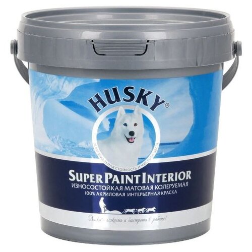 Краска акриловая (АК) HUSKY Super Paint Interior матовая бесцветный 0.8 л 0.9 кг фото, описание