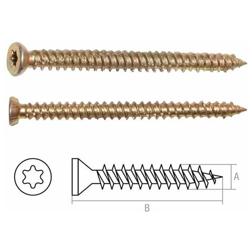 Шуруп по бетону 7,5х92 мм желтый цинк T30 STARFIX 100 штук (SMC3-99135-100) фото, описание