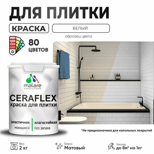 Краска акриловая (АК) Malare Ceraflex матовая белый 2 кг фото, описание