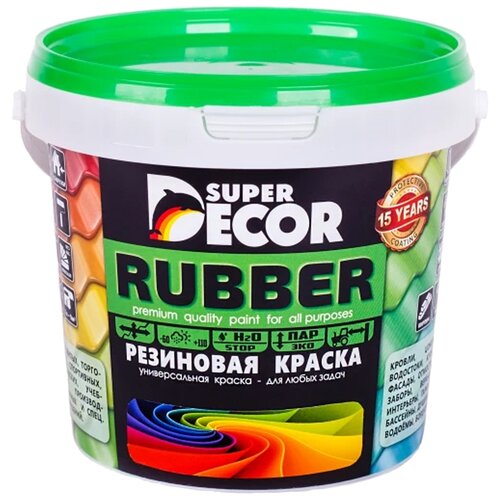 Краска резиновая Super Decor Резиновая краска ВД-АК-103 матовая белоснежный 0.9 л 1 кг фото, описание