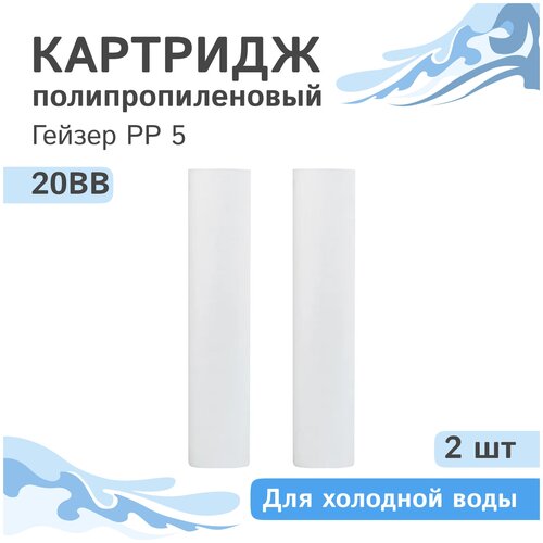 Полипропиленовые картриджи механической очистки Гейзер PP 5 - 20BB, 28013 - 2 шт. фото, описание